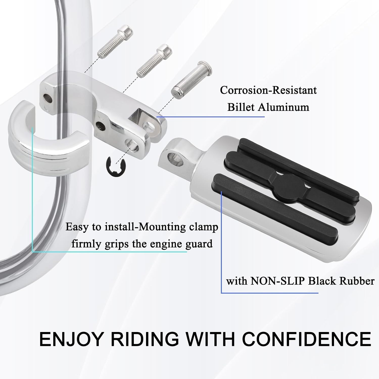 Adjustable Highway Footpegs for 1.25″ 32mm Engine Guards Touring Motorcycle
