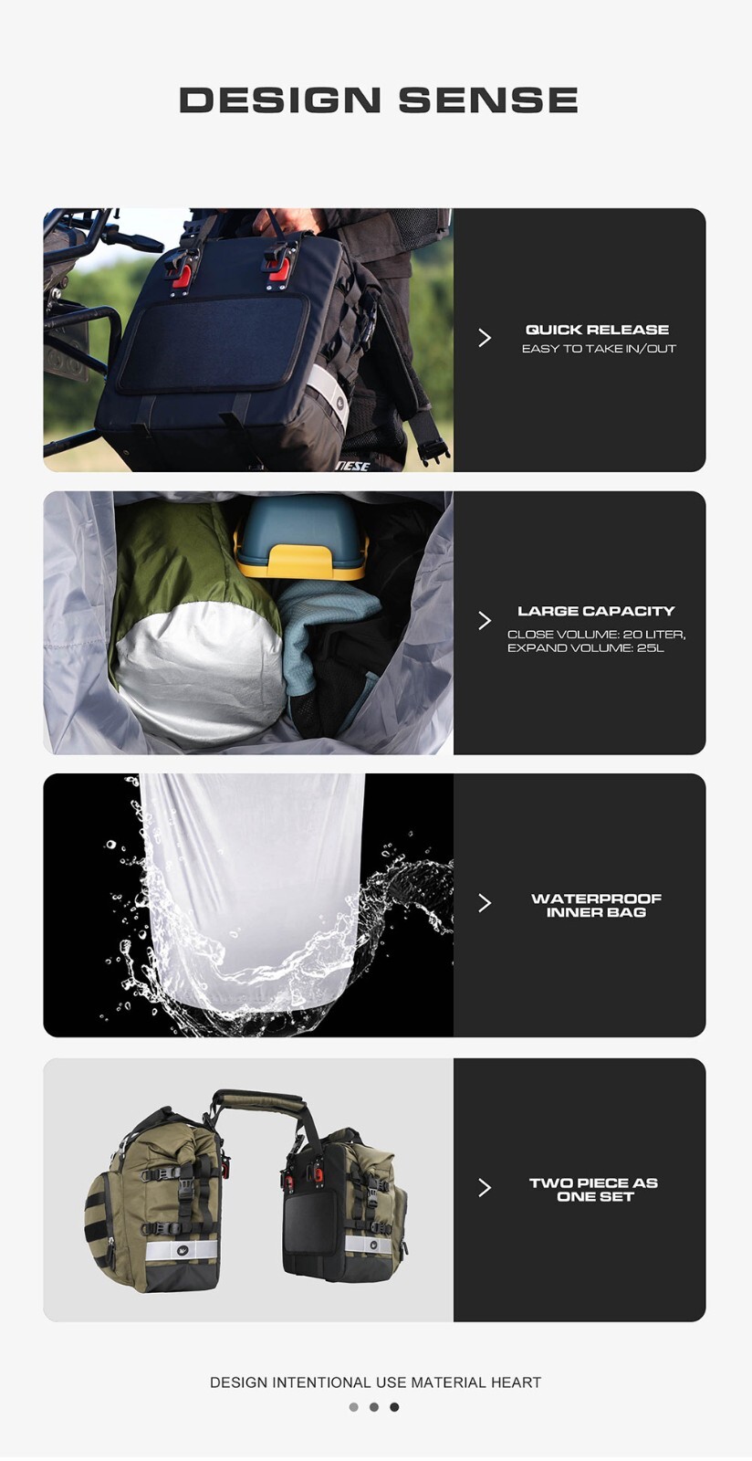 Rhinowalk motorcycle side bags 20L Waterproof Saddle Pannier Quick Release Black