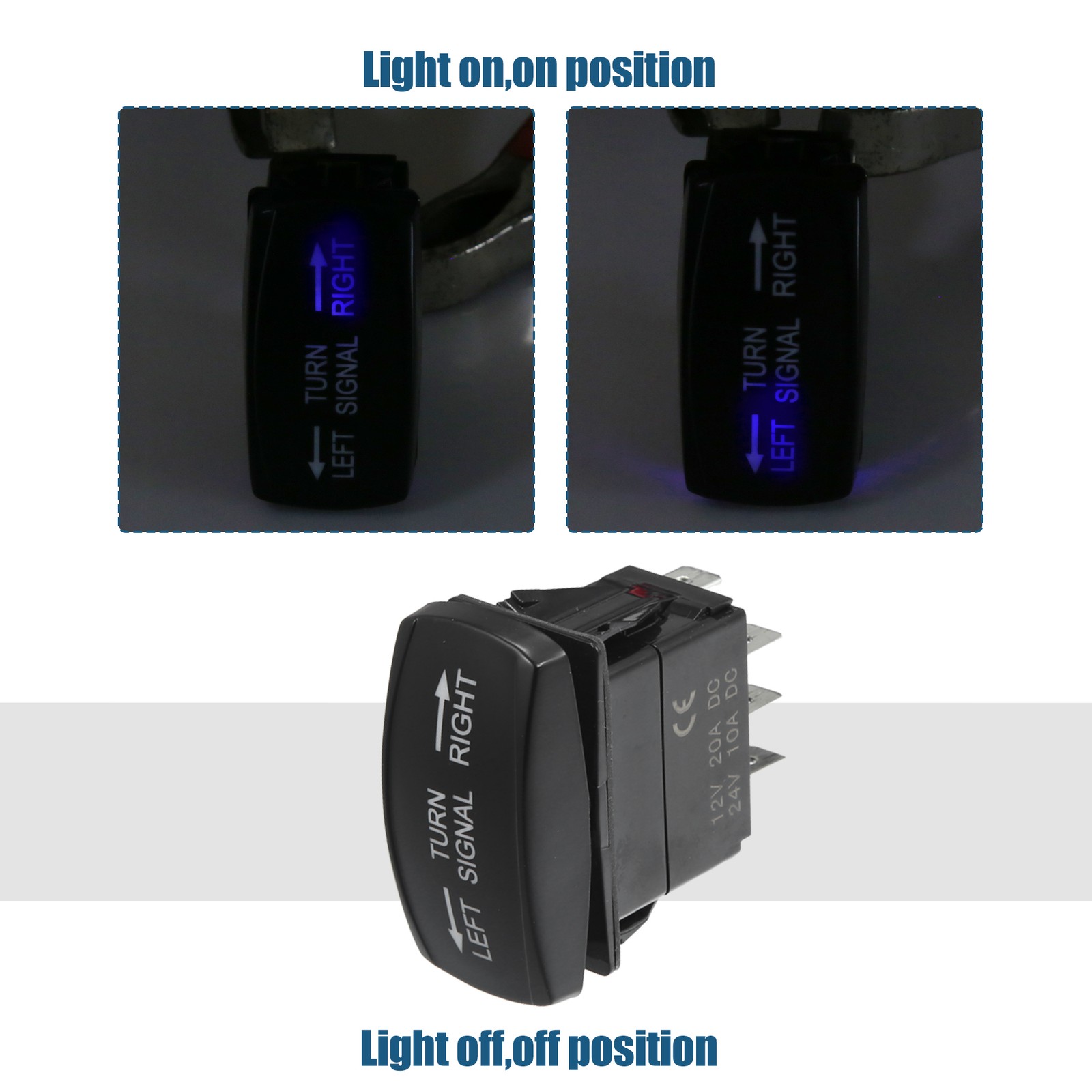 Universal ATV UTV Turn Signal Switch Pack of 1 w/ LED Light Relay Extension Cord