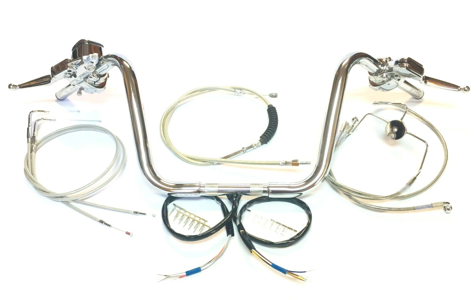 12 X 1 1/4 ” Ape Hanger Chrome Handlebar Kit W Controls 96 – 06 Harley Heritage
