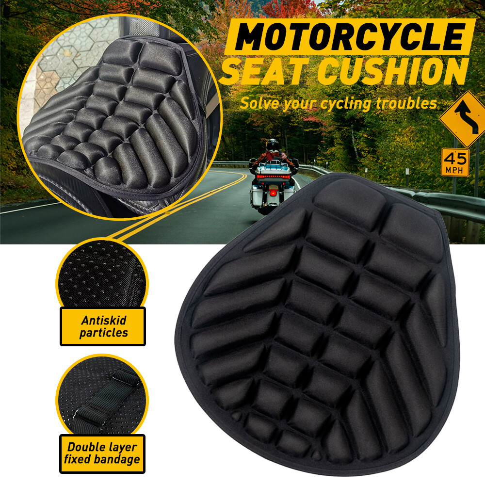Motorcycle 3D Air Comfort Gel Seat Cushion Pad Pressure Relief Cover Universal