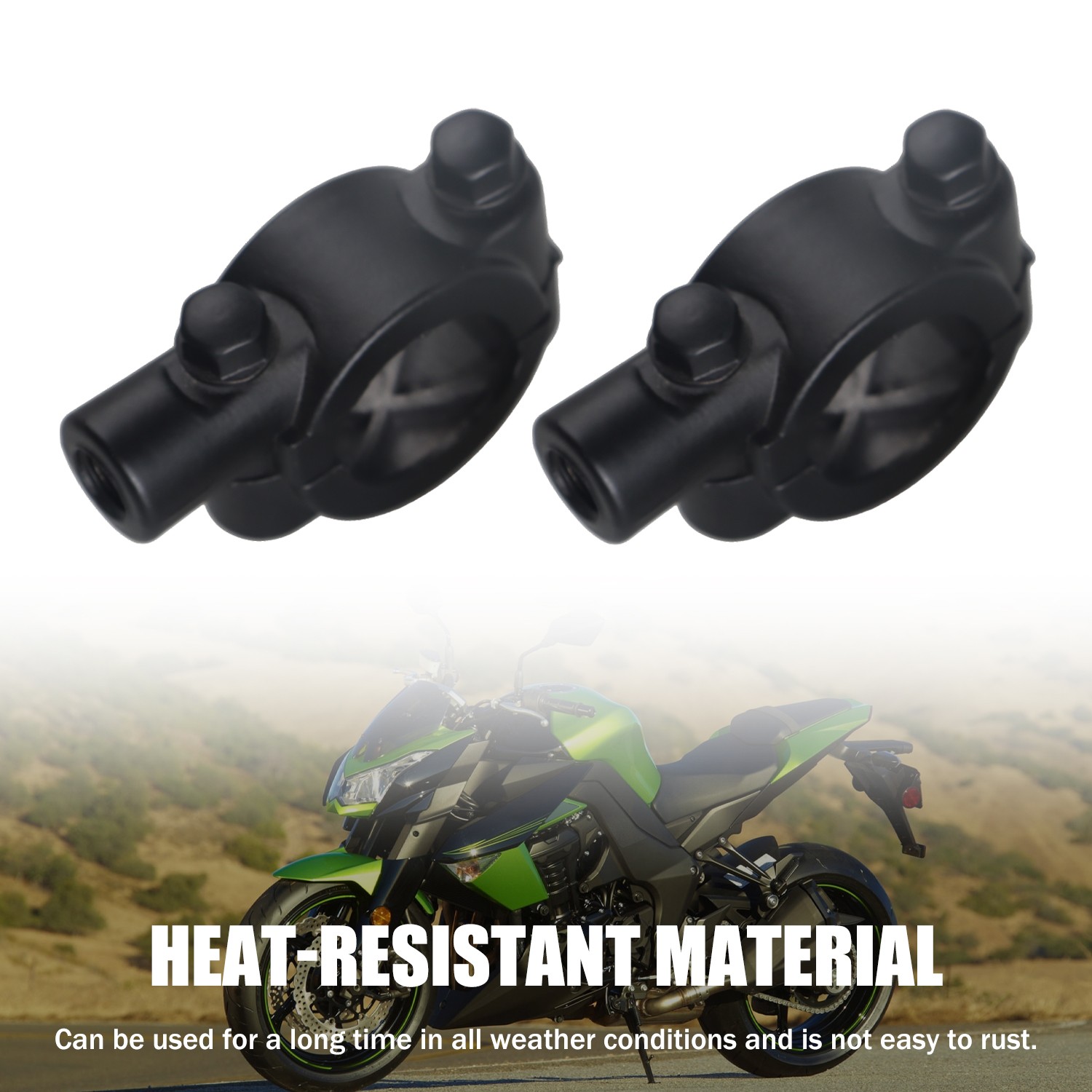 2x Universal Motorcycle Handle Bar Mirror Mount Holder Clamp Adaptor 7/8″ 8mm