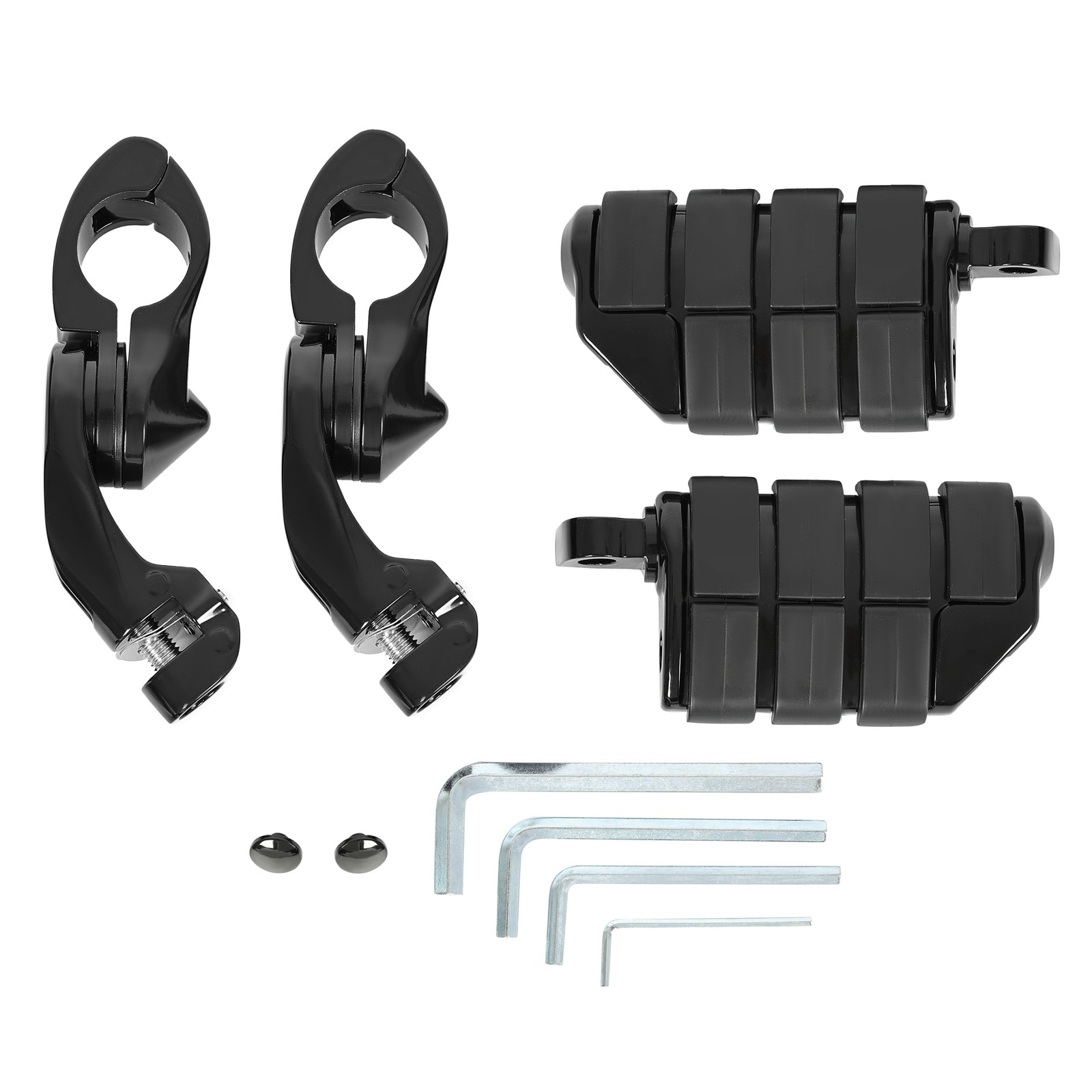 Black Highway Engine Guard Foot Pegs Footrest For Harley Touring 1.25″ Crash Bar