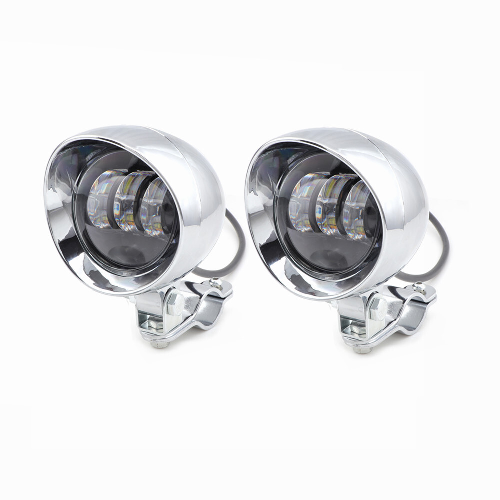 Motorcycle LED Bullet Passing Spot Fog Light With Guard Bar Mount Bracket Clamp