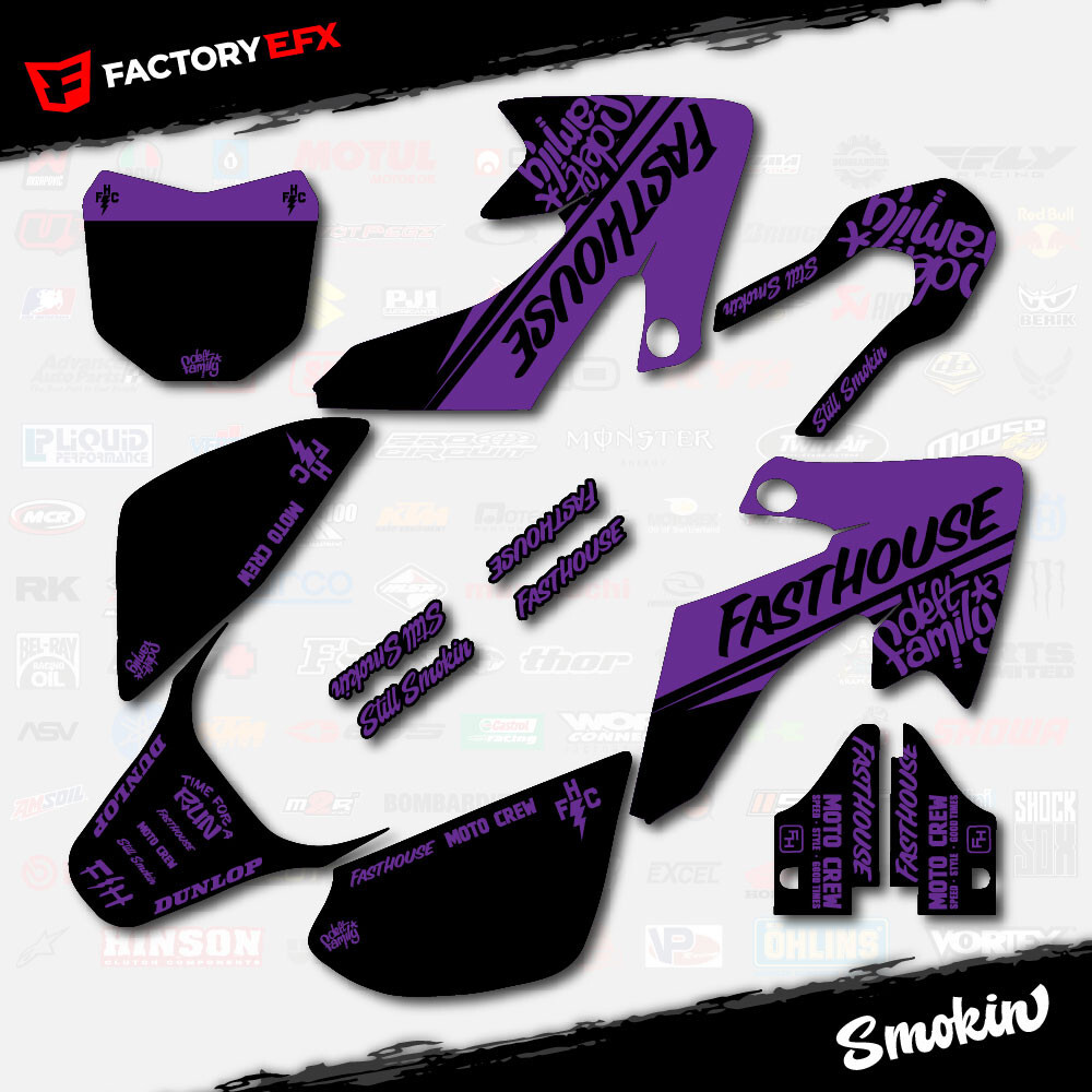 Black & Purple Smokin Racing Graphics Kit fits 13-25 Honda Crf50 CRF 50 Decals