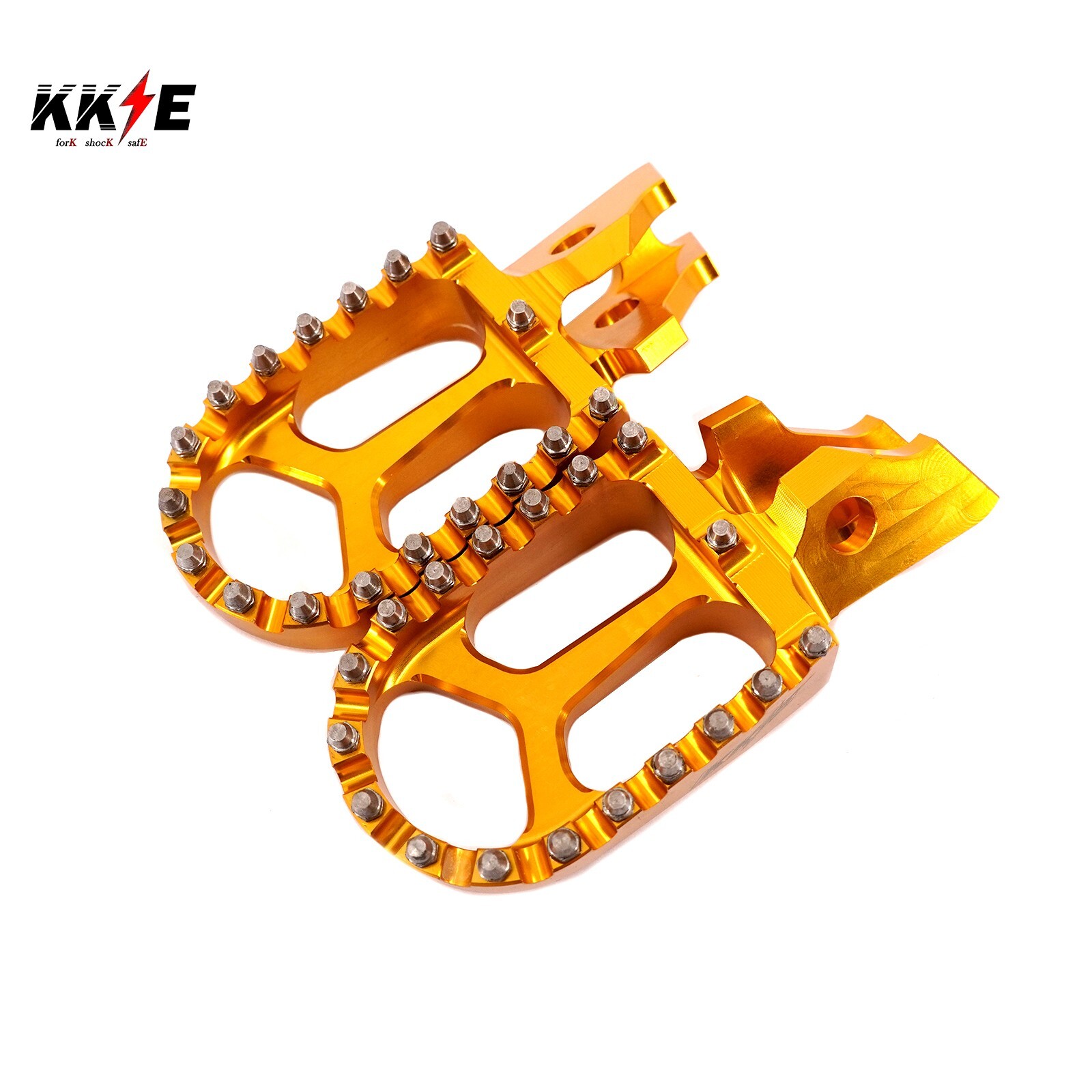 KKE Foot Pegs for Surron Ultra Bee – Ultimate CNC Anodized Gold Footpegs Pedals