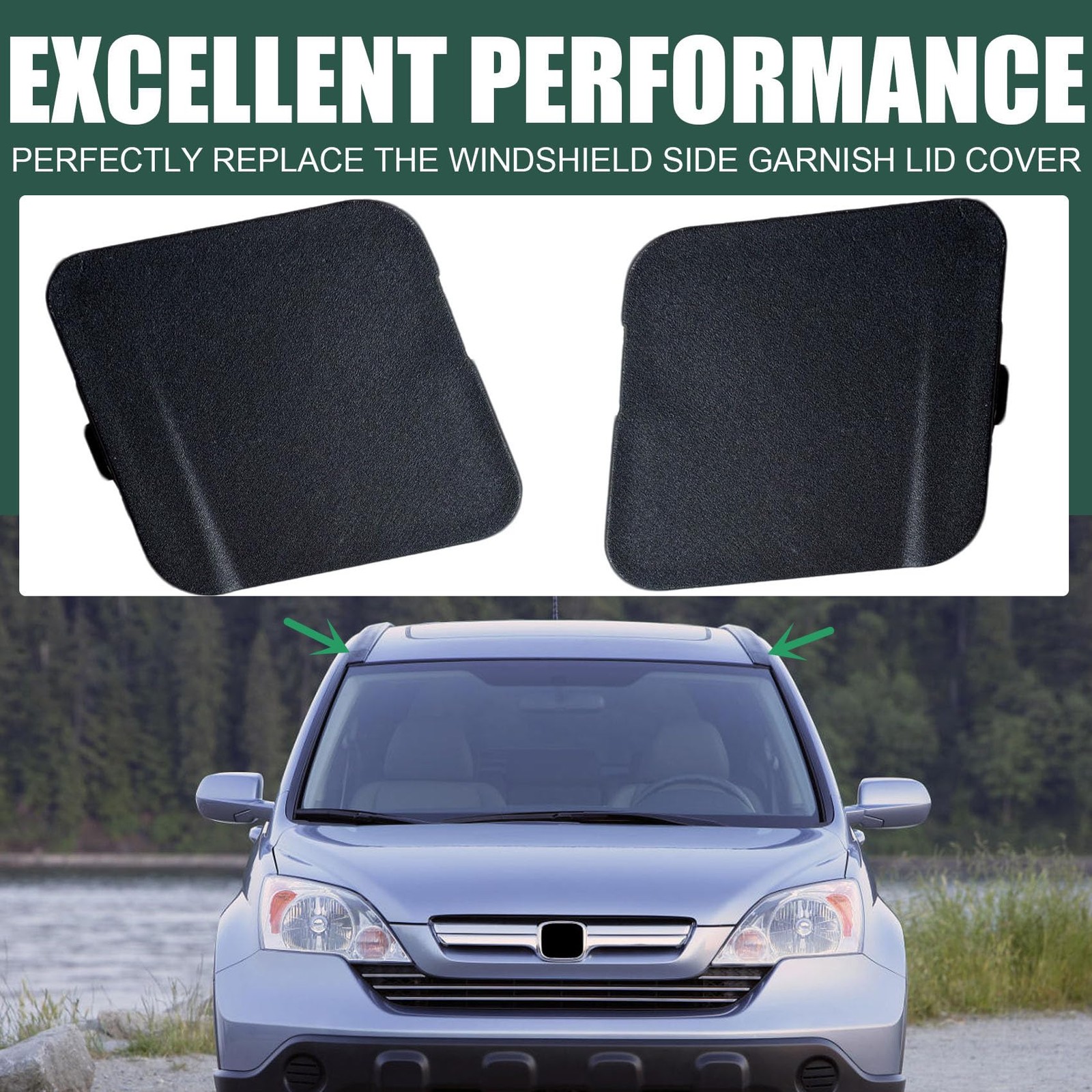 Swzld 2PCS Front Windshield Side Garnish Lid Cover Molding Fit for Black