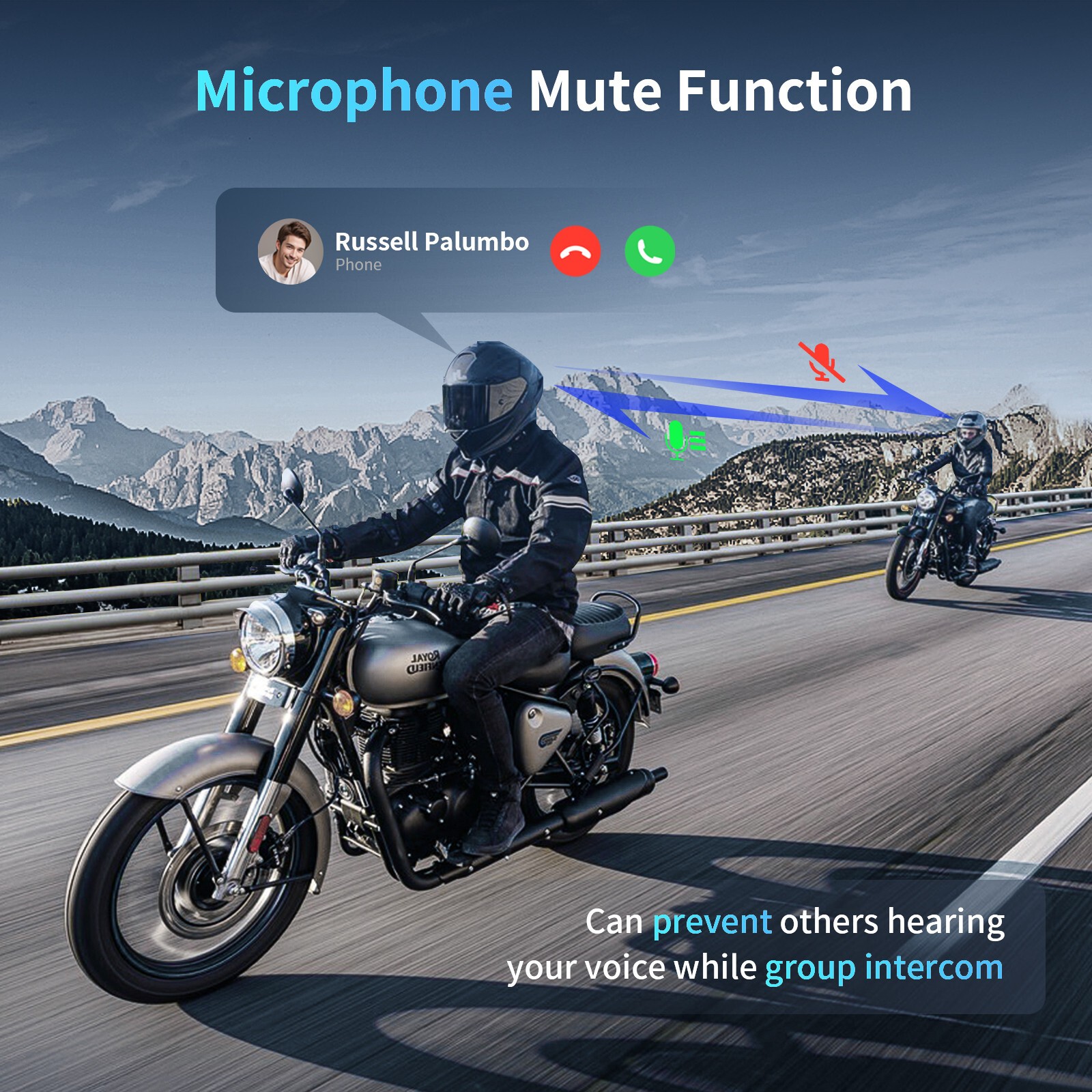 2x M1-S Pro Motorcycle Intercom 2000m 8 Riders Bluetooth Helmet Headset + Mic