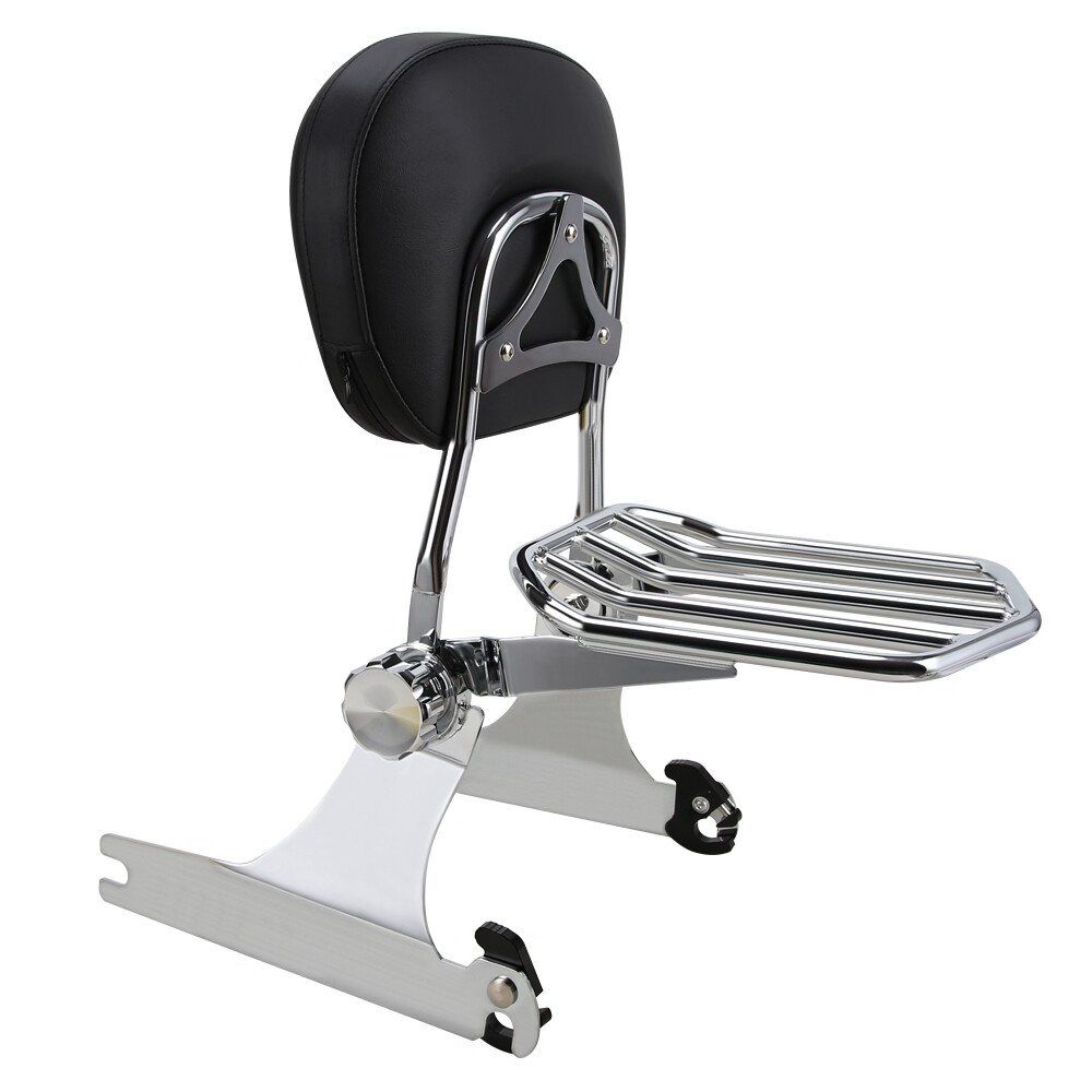 Detachable Backrest Sissy Bar Luggage Rack For Harley Dyna FXD Super Glide 00-05