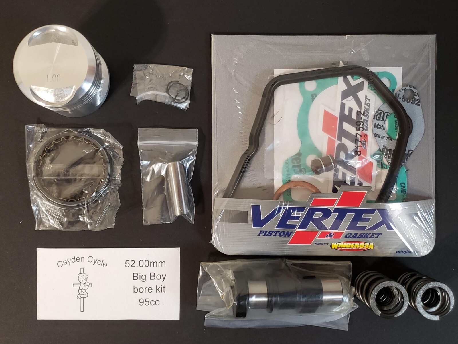 Honda XL80 XR80 CRF80 piston kit BIG BORE 52.00mm (95cc) Cayden Cycle BIG Boy B6