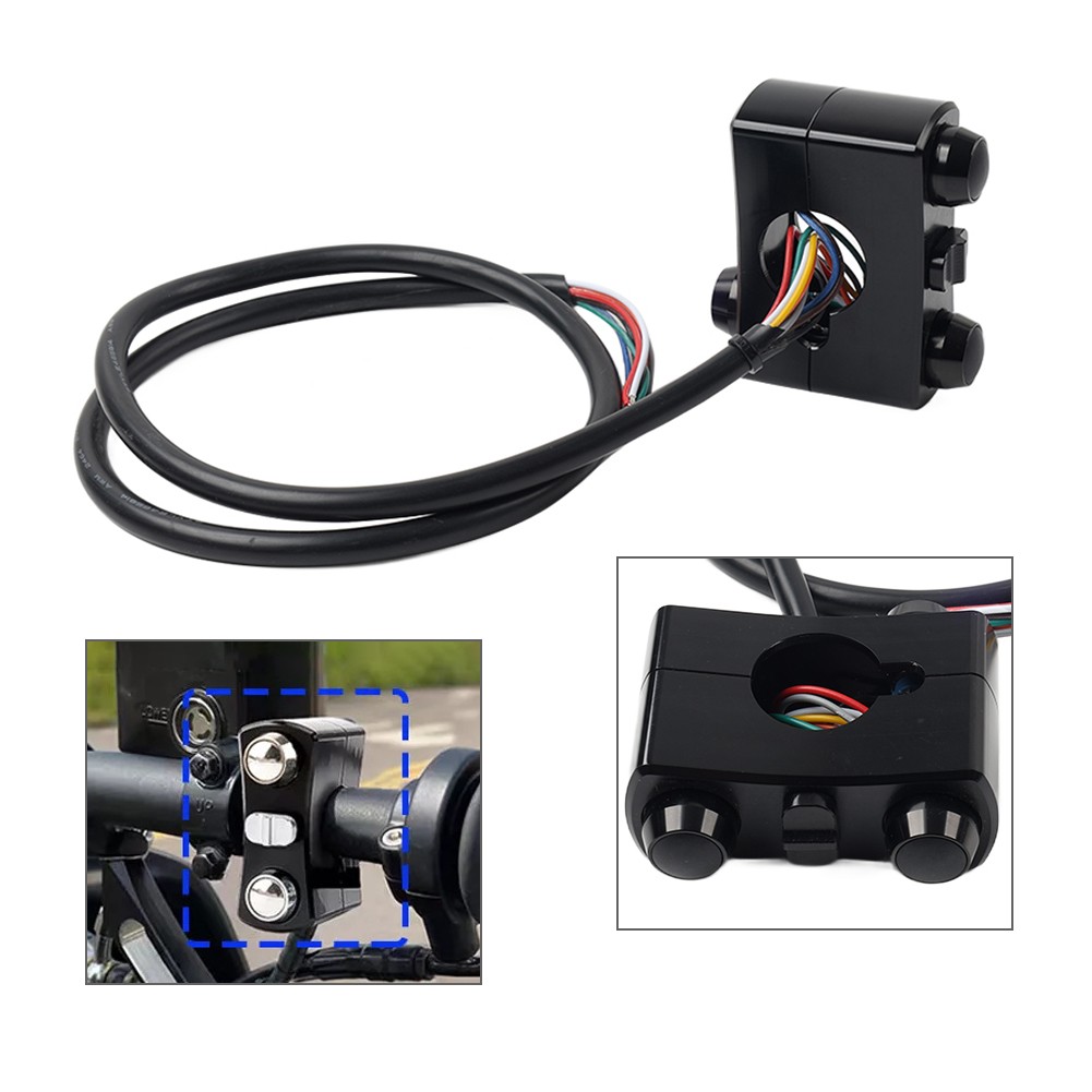 1″ Handlebar Control Switch Horn Turn Signal Light Black For Harley Bobber