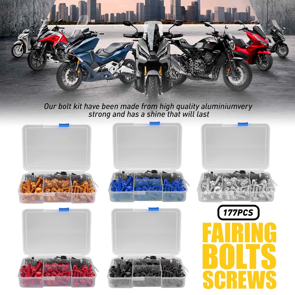 177/195PCS Motorcycle Complete Bolts Fairing Bodywork Screws Set Nuts M5 M6