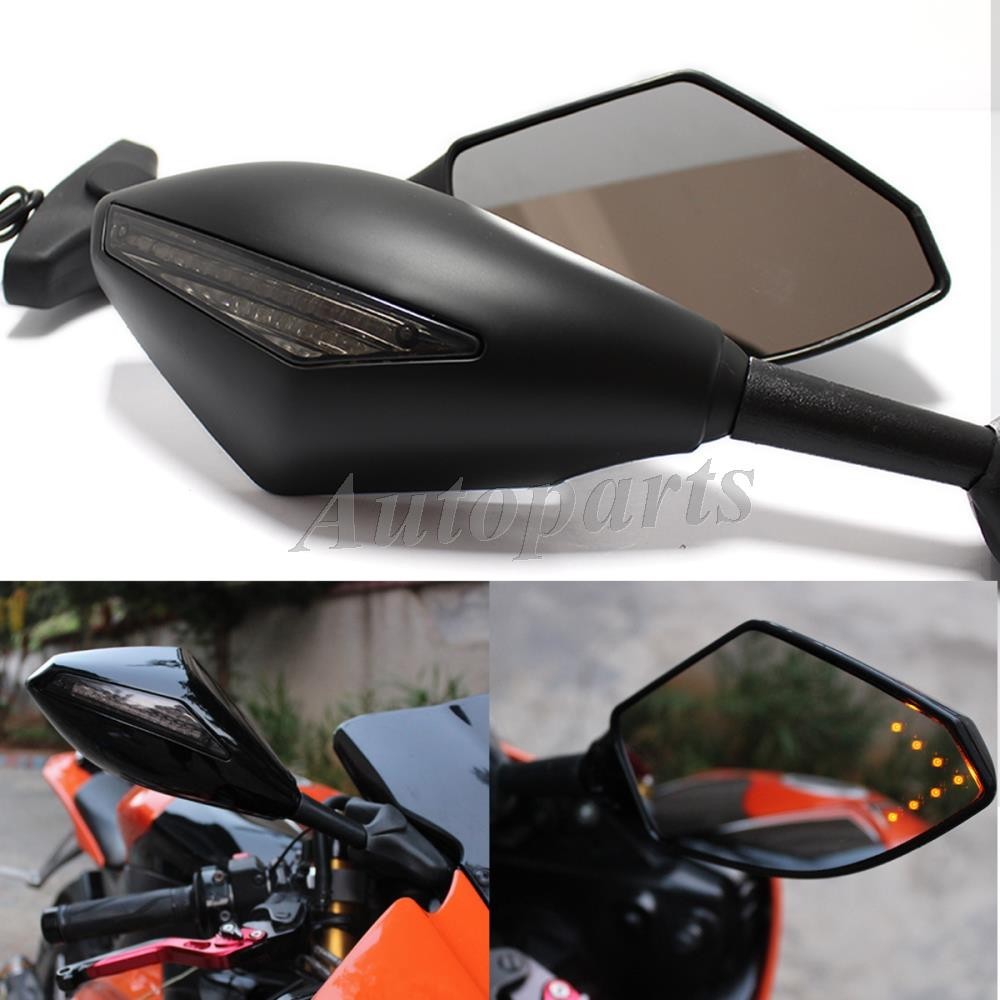 Matt black LED Turn Signal Integrated Mirrors for Suzuki GSX-R 600 750 2001-2003