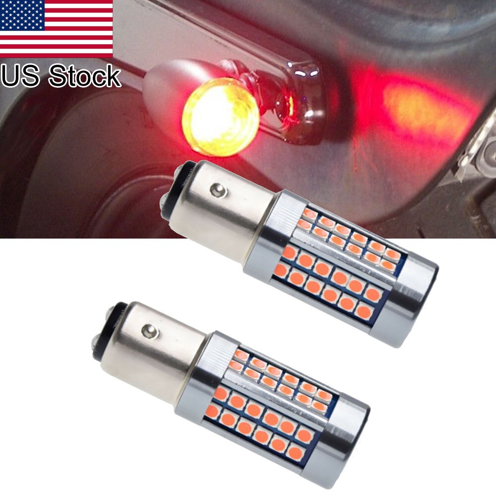 For Motorcycle Dyna 2Pcs 1157 Red LED Strobe Flashing Rear Brake Tail Lamp Bulbs