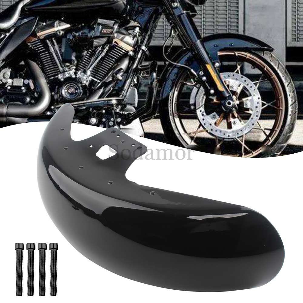 Vivid Black Steel Short Front Fender For Harley Touring Road King Street Glide