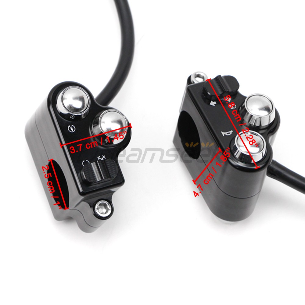 25mm Universal Black Handlebar Switch Horn Button Control for Harley Motorcycle