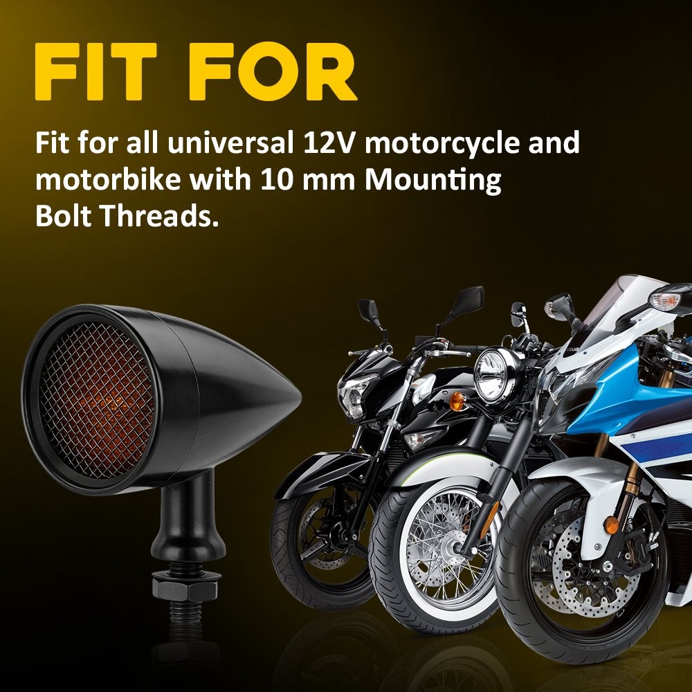 LED Black Motorcycle Bullet Amber Blinker Running Turn Signals Light 2Pcs