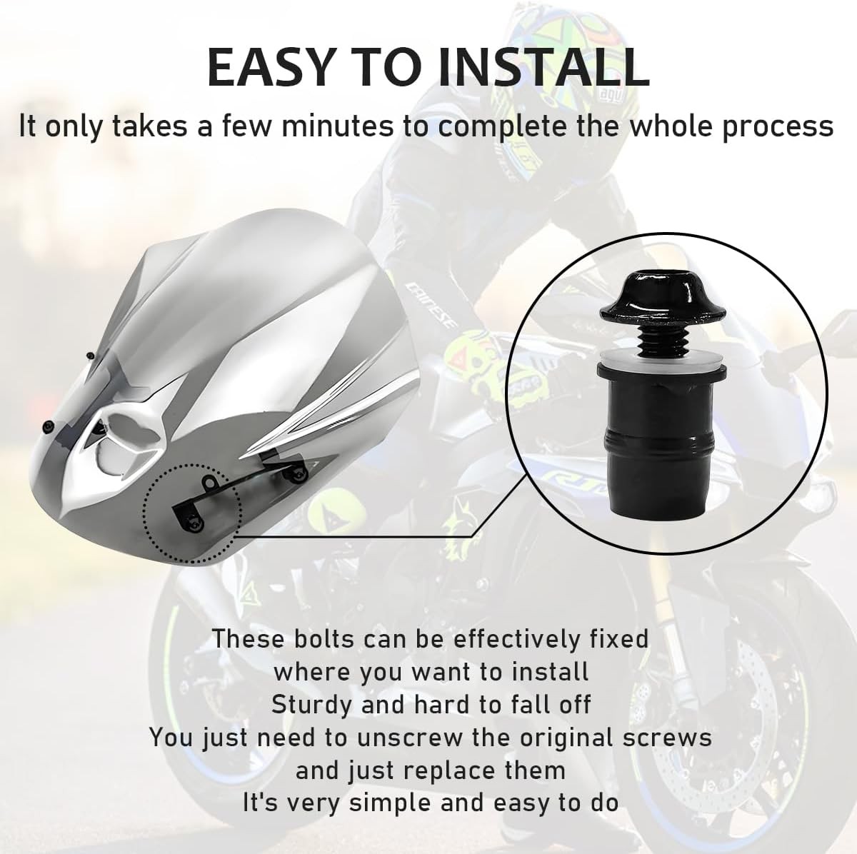 10 PCS Aluminum Alloy Windshield Mounting Bolt Screws Kit Motorcycle Fairings