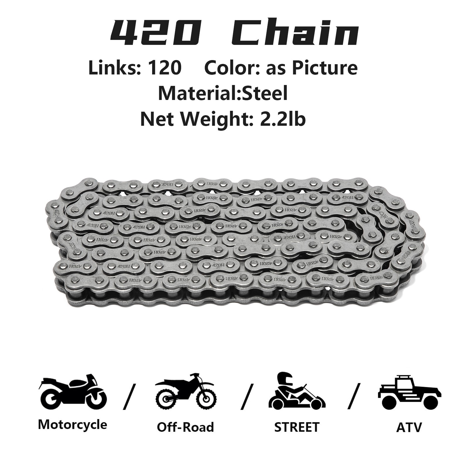 Drive Chain 420 x 120 Links for Yamaha GT80 73-82 DT80 77-83 DT100 YB100 YSR50