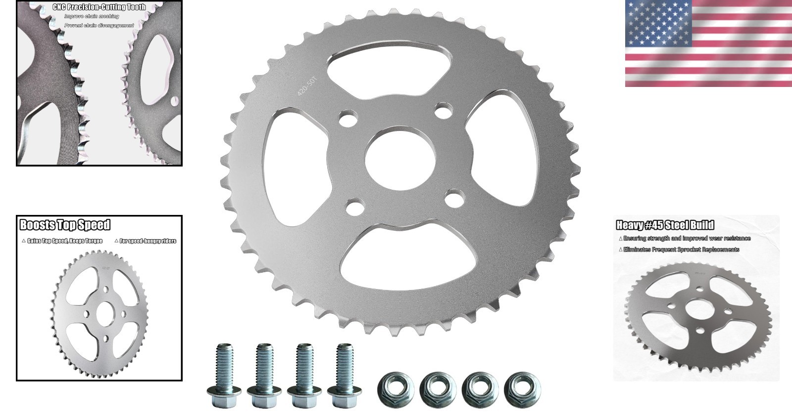 Precision 50 Tooth Sprocket for Coleman Series – Includes Rust-Proof Screws
