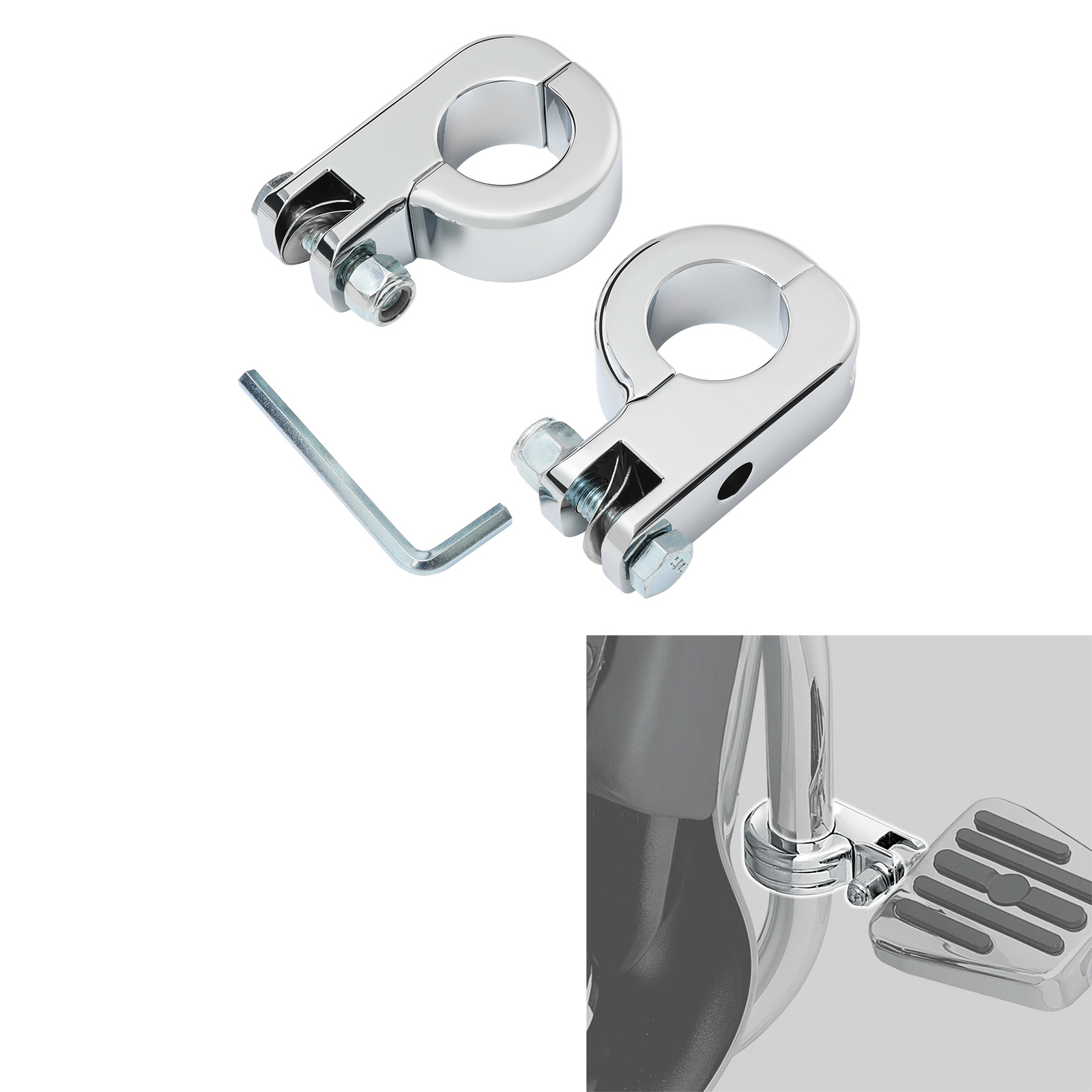 Motorcycle Highway Crash Bar Mount Foot Peg Clamp 1.25″ Fit For Harley