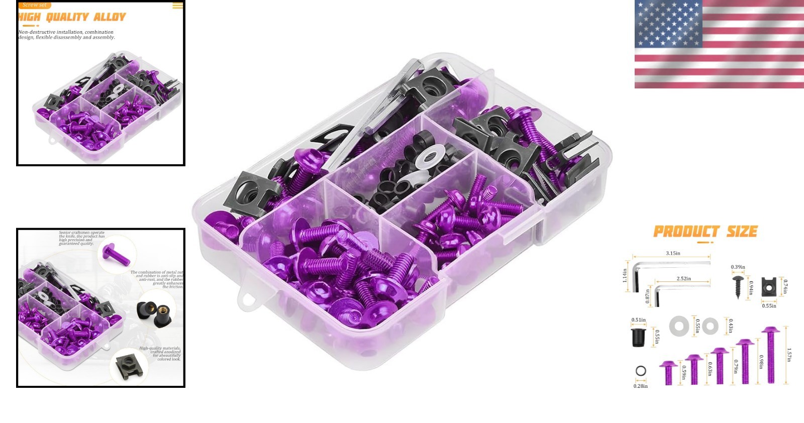 177 Pcs Anodized Aluminum Bolts for Motorcycles – Vibrant M5 & M6 Fastener Kit