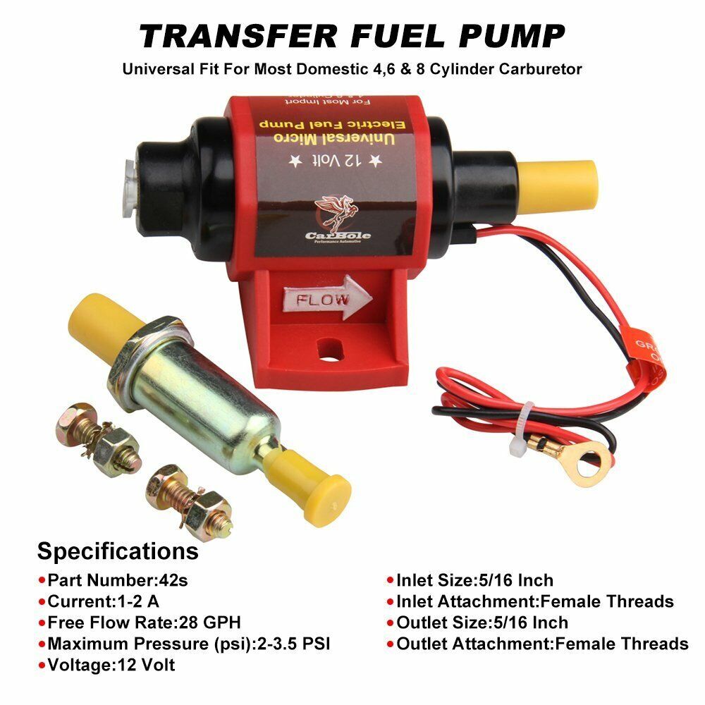Universal Electric Fuel Pump Low Pressure 2-3.5PSI Micro 42S Gasoline Carburetor