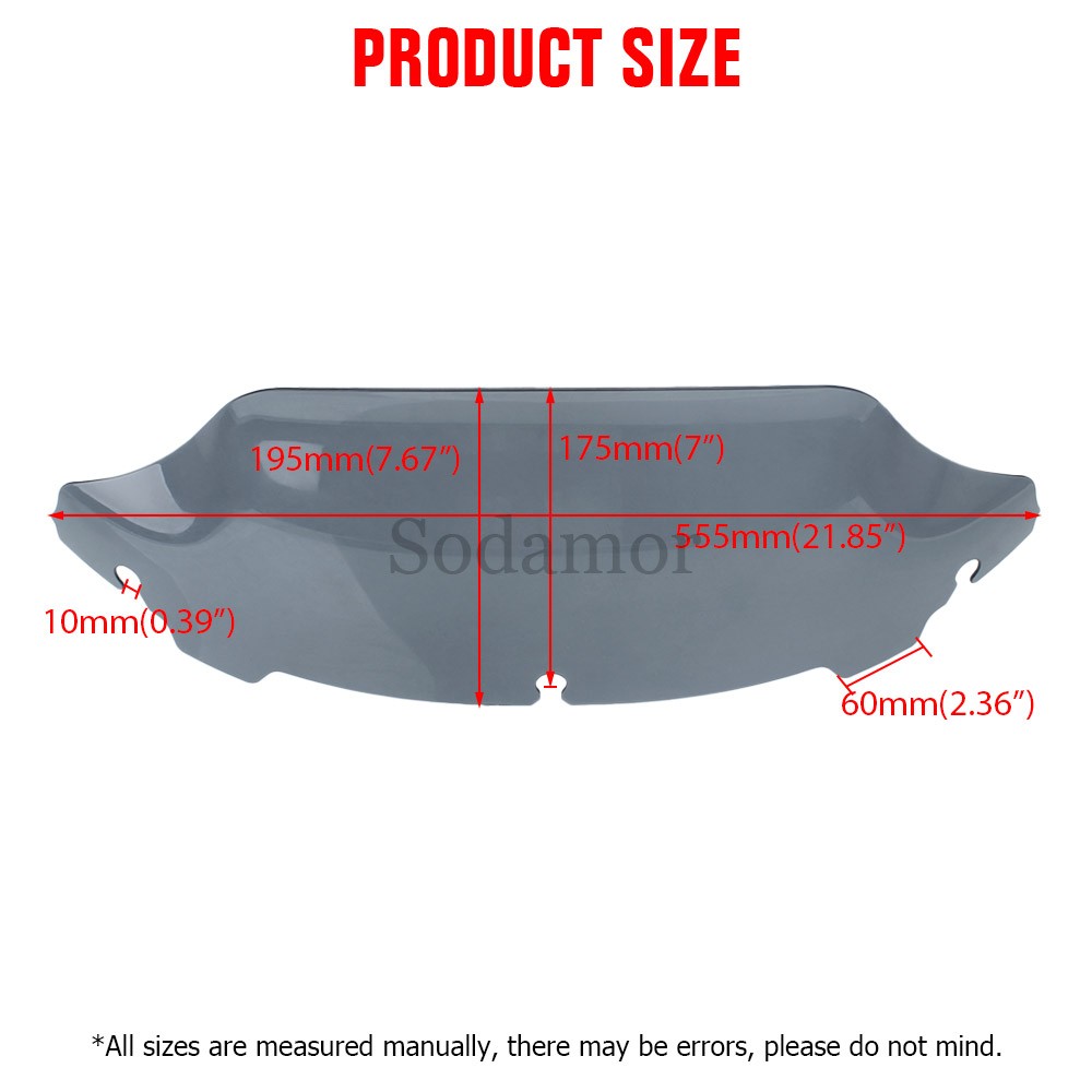 Smoke 7″ Wave Windshield Windscreen Fit For Harley Touring Street Electra Glide