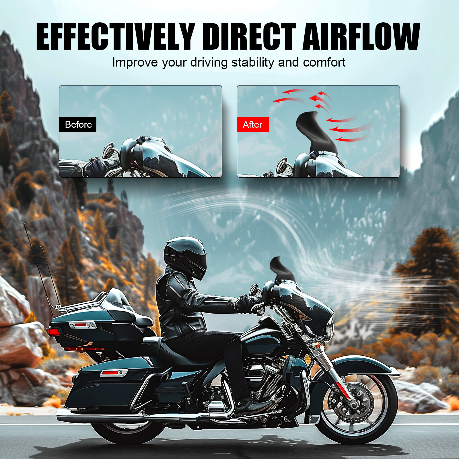 4″ 7″ 9″ Wave Windshield For Harley Touring Street Glide Ultra Electra 2014-2024