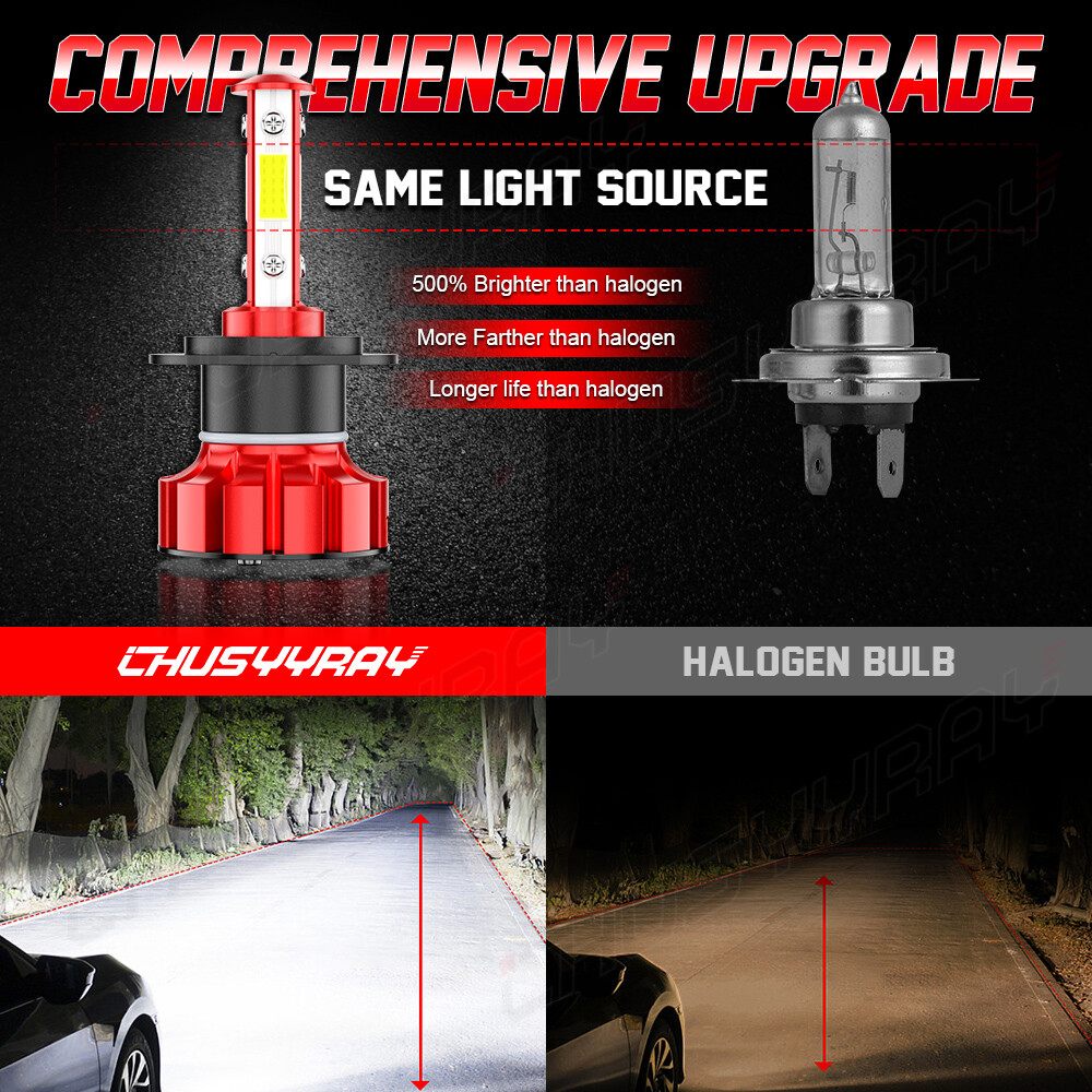H7 6000K LED Headlight Bulbs Hi/Low Motorcycle for 2001-16 Honda Goldwing GL1800