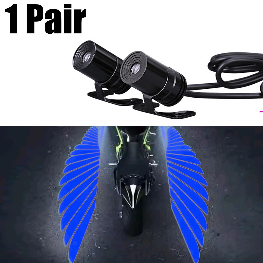2x Motorcycle LED Welcome Light Underbody Angel Wings Projector Atmosphere Light