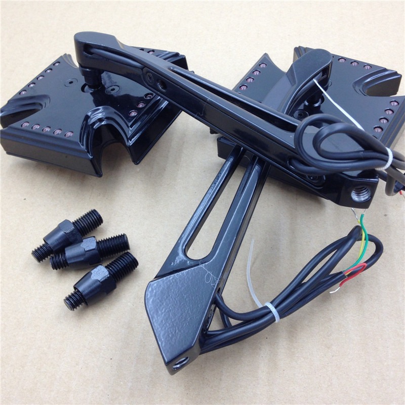 Black Custom LED turn siganl integrated mirror Fit For Harley Electra Sportster