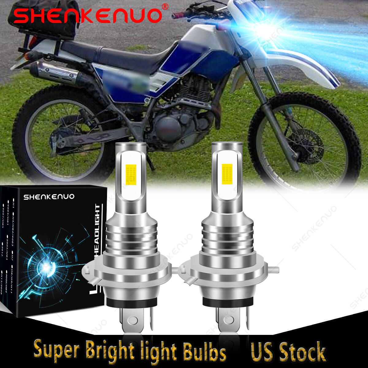 2PC 3570 8000K LED headlight bulbs for Yamaha XT225 2001-2007 motorcycle 12v DC