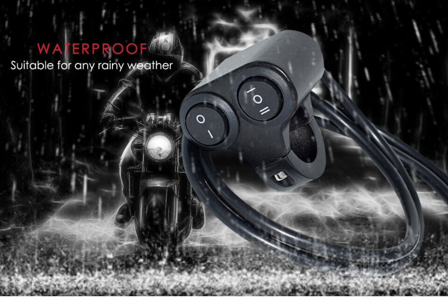 Motorcycle 7/8″ Handlebar Dual Button ON/OFF Switch Control Spot Fog Head Light