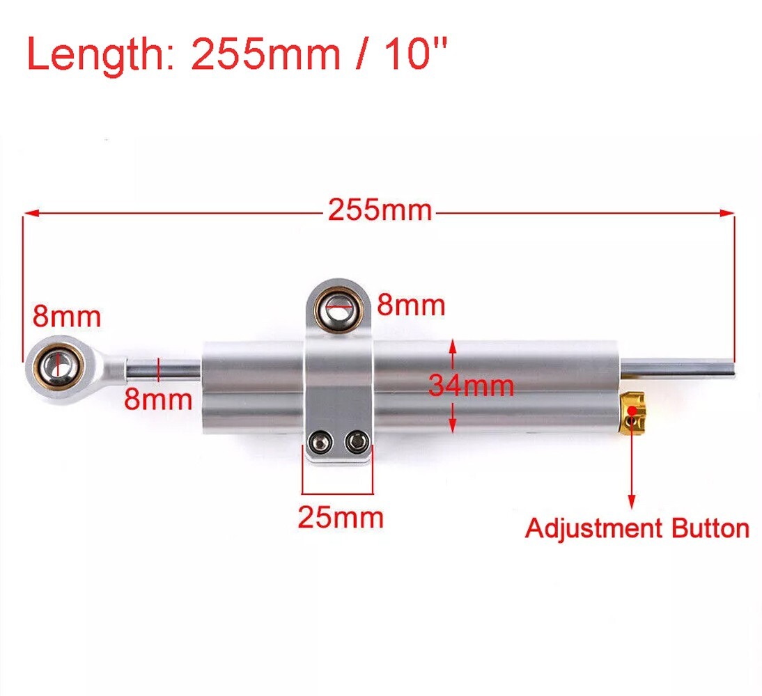 Ohlins Adjustable Steering Damper Stabilizer Universal Motorcycle Black 2-Tube