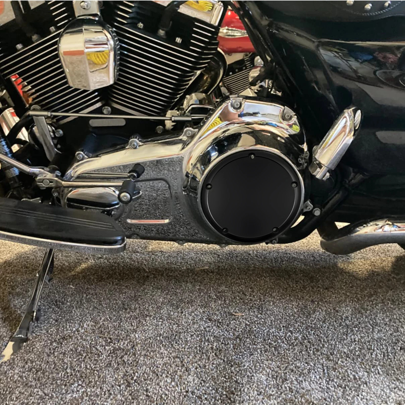 Black 5 Holes Derby Timer Engine Timing Cover For Harley Touring Dyna Softail