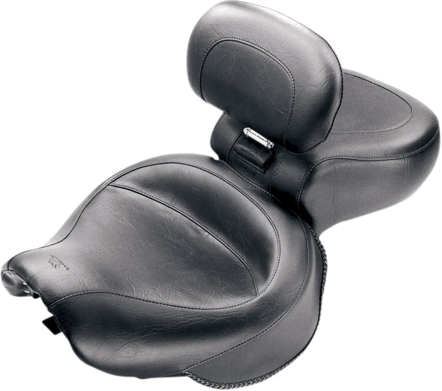 Mustang 79239 Vintage Wide Touring One-Piece Seat with Driver Backrest