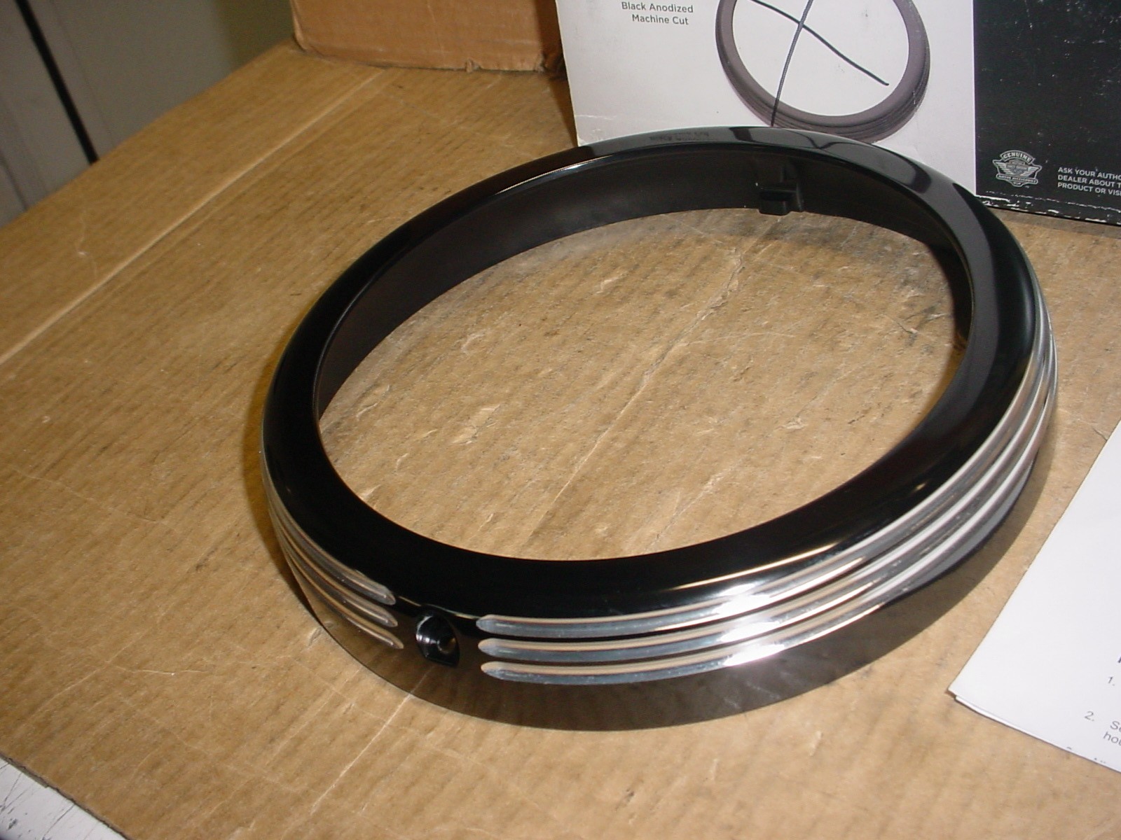 Harley Davidson 7 in. Defiance Headlamp Trim Ring Black Machine Cut 61400349