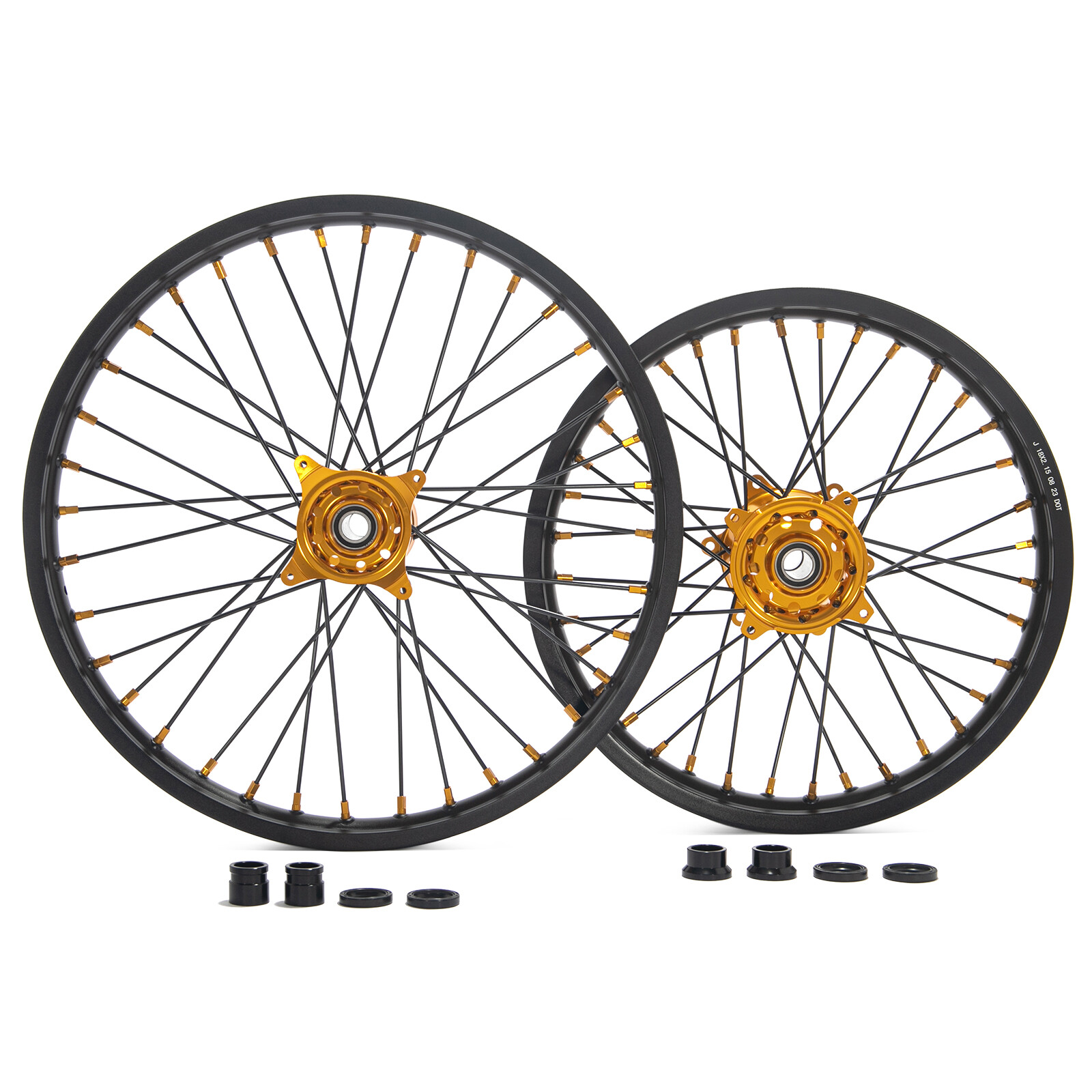 For Suzuki 21/18 CNC Machined Wheels Gold Hubs Set RMZ250 2007-24 RMZ450 2005-24