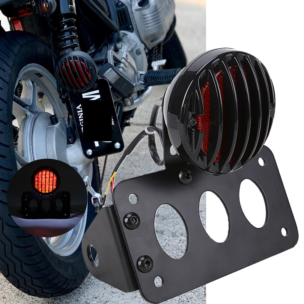 1” Motorcycle LED Tail Brake Light License Plate Bracket for Harley Honda Bobber
