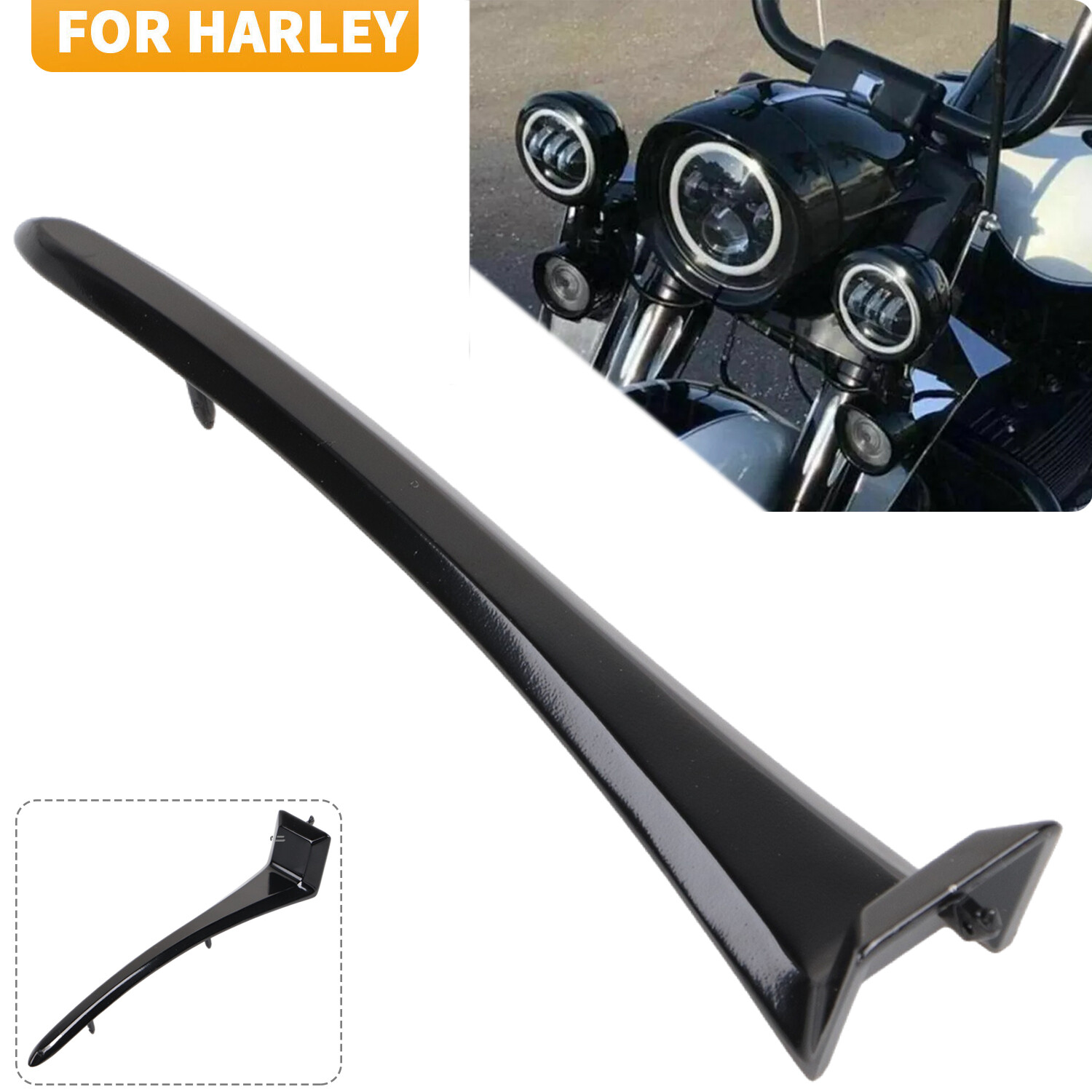 Zinc Alloy Headlight Cowl Nacelle Top Trim Strip Spear For Harley Road King FLHR
