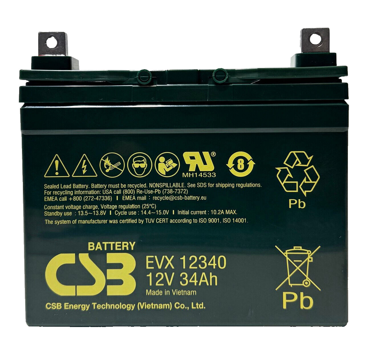 CSB EVX12340 – 12V 34Ah – U1 VRLA CSB Deep Cycle AGM Sealed Lead Battery