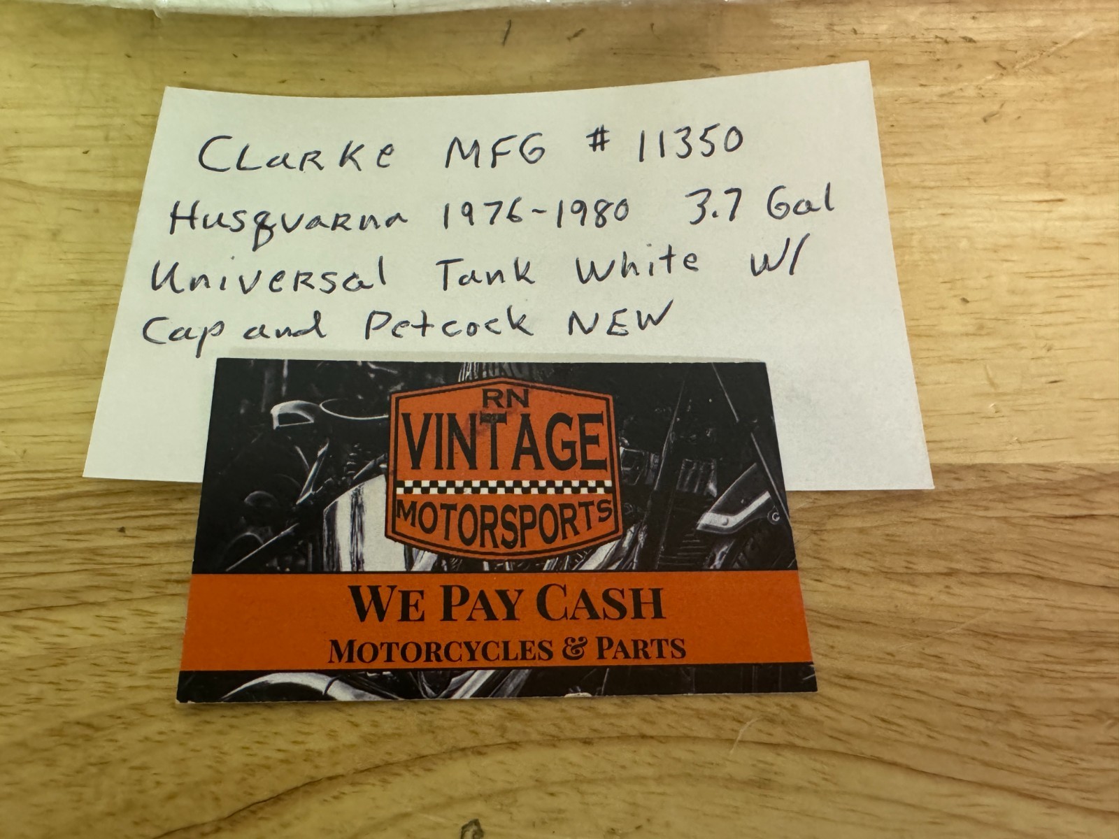 Clarke MFG 11350 Husqvarna 1976-80 3.7 Gal Universal Tank White w/ Cap & Petcock
