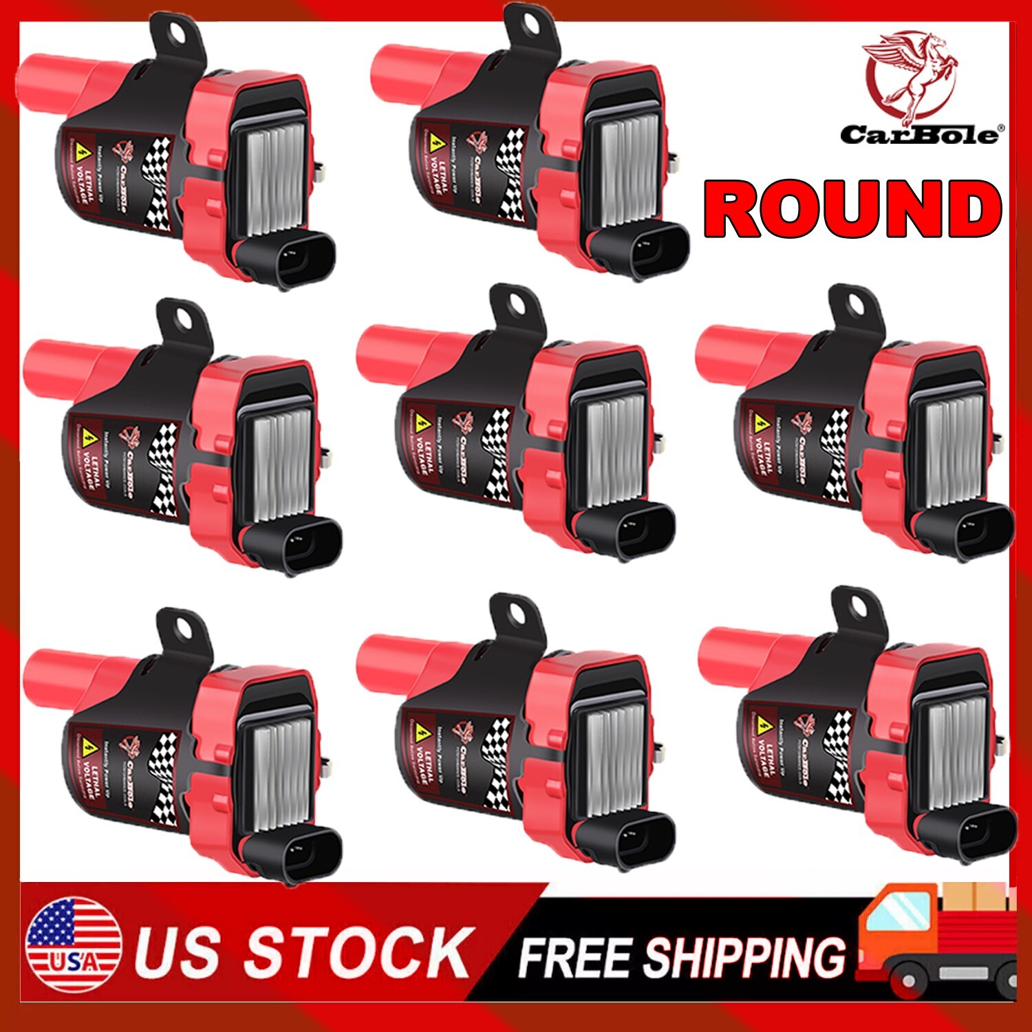 8 Round Ignition Coils For Chevy Silverado 1500 2500 GMC LS 5.3/6.0L/4.8L D585