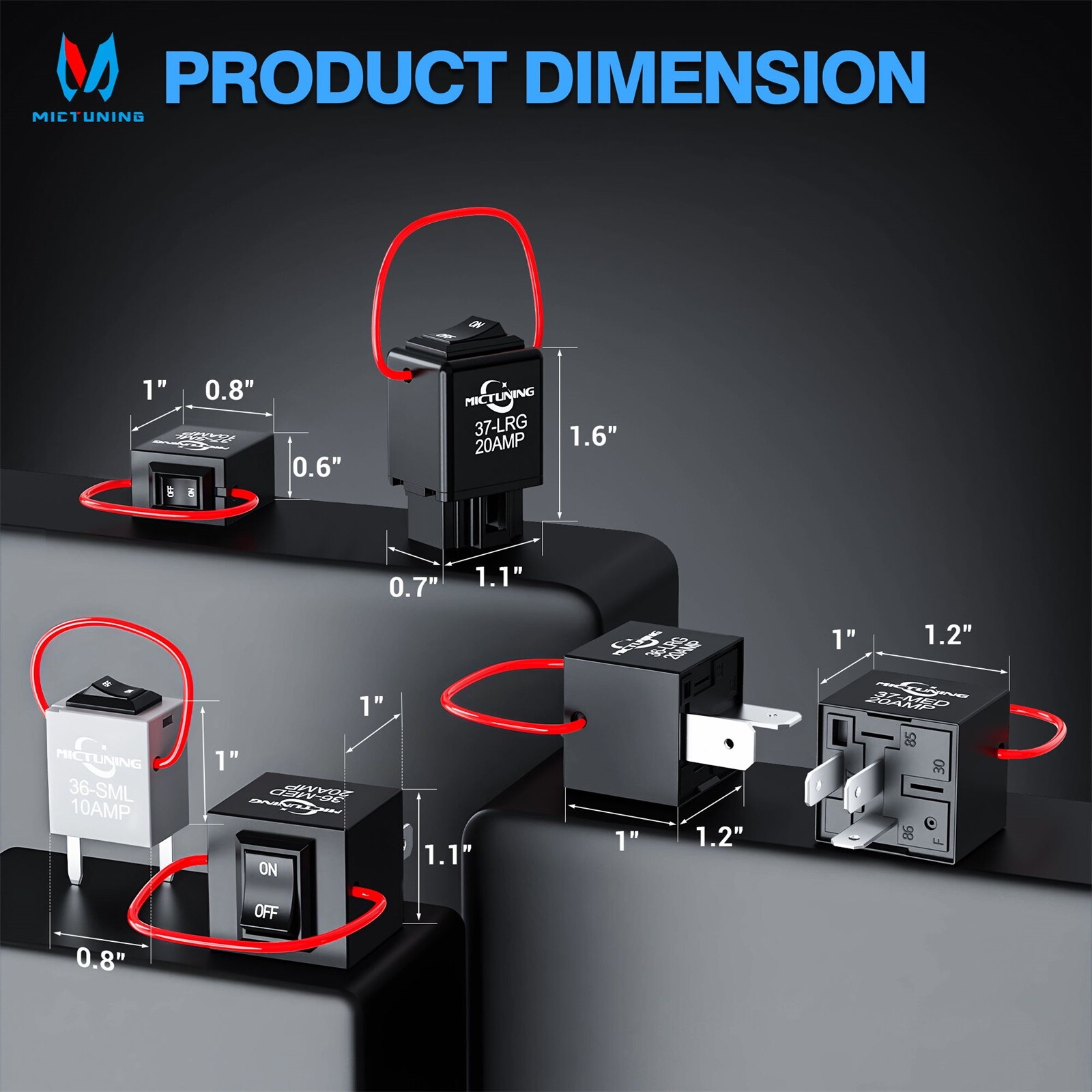 MICTUNING 9038A Relay Bypass Switch Kits with Amp Loop, Fuel Pump Relay Switch