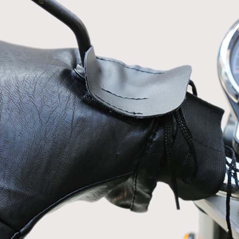 Motorcycle Handlebar Gloves Hand Fur Muffs PU Leather Winter Thermal Warm Mitts