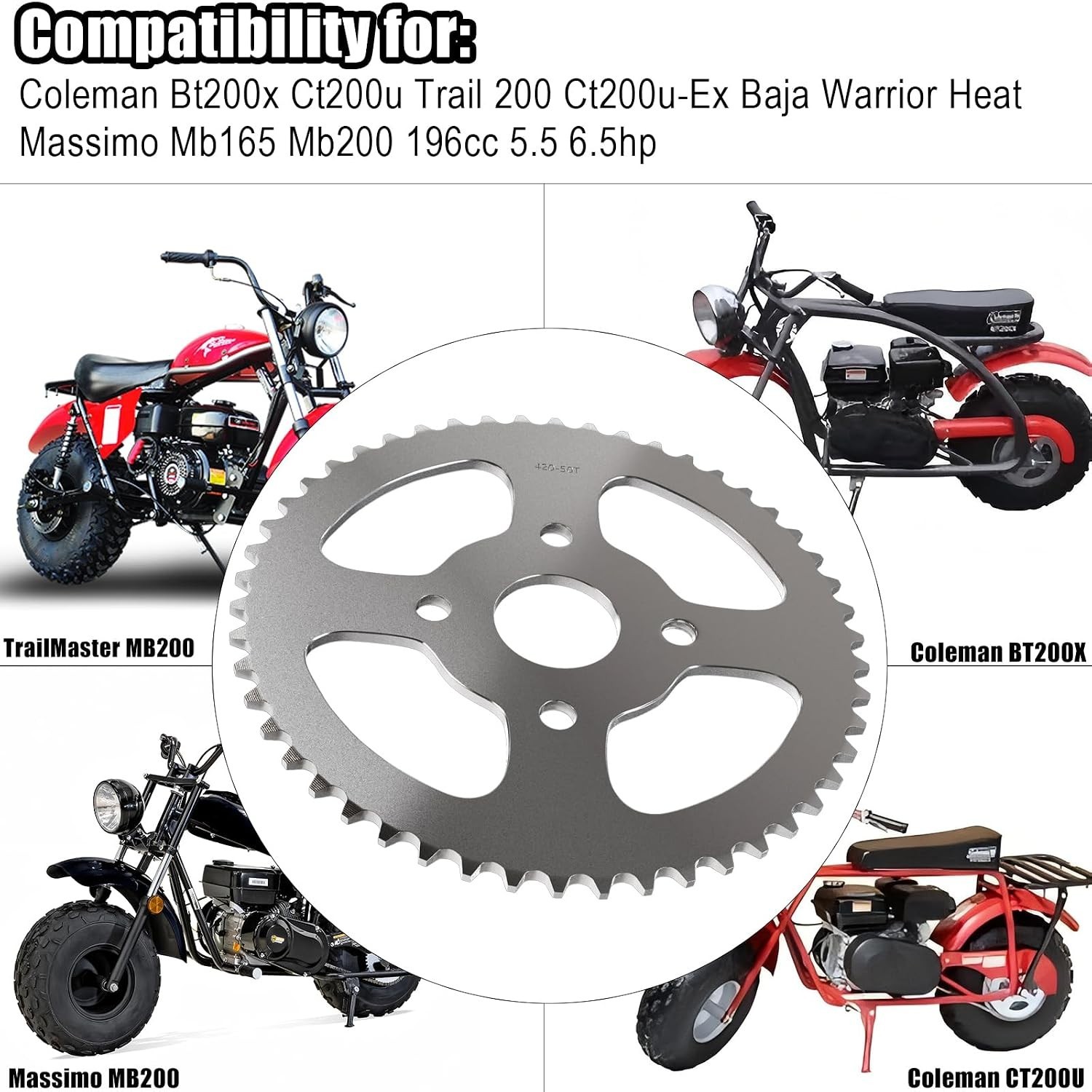 Precision 50 Tooth Sprocket for Coleman Series – Includes Rust-Proof Screws