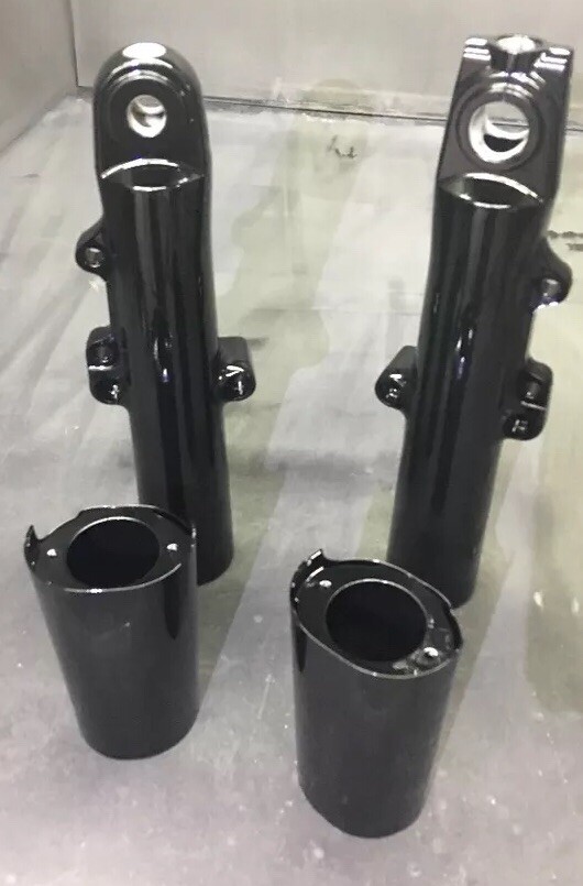 Harley TOURING 2014-2026 ELECTRA GLIDE Fork Sliders LEGS GLOSS BLACK POWDER COAT