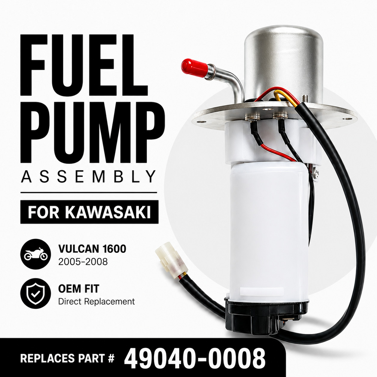 49040-0008 Fuel Pump Assembly Comatible with for Kawasaki Vulcan 1600 2005-2008