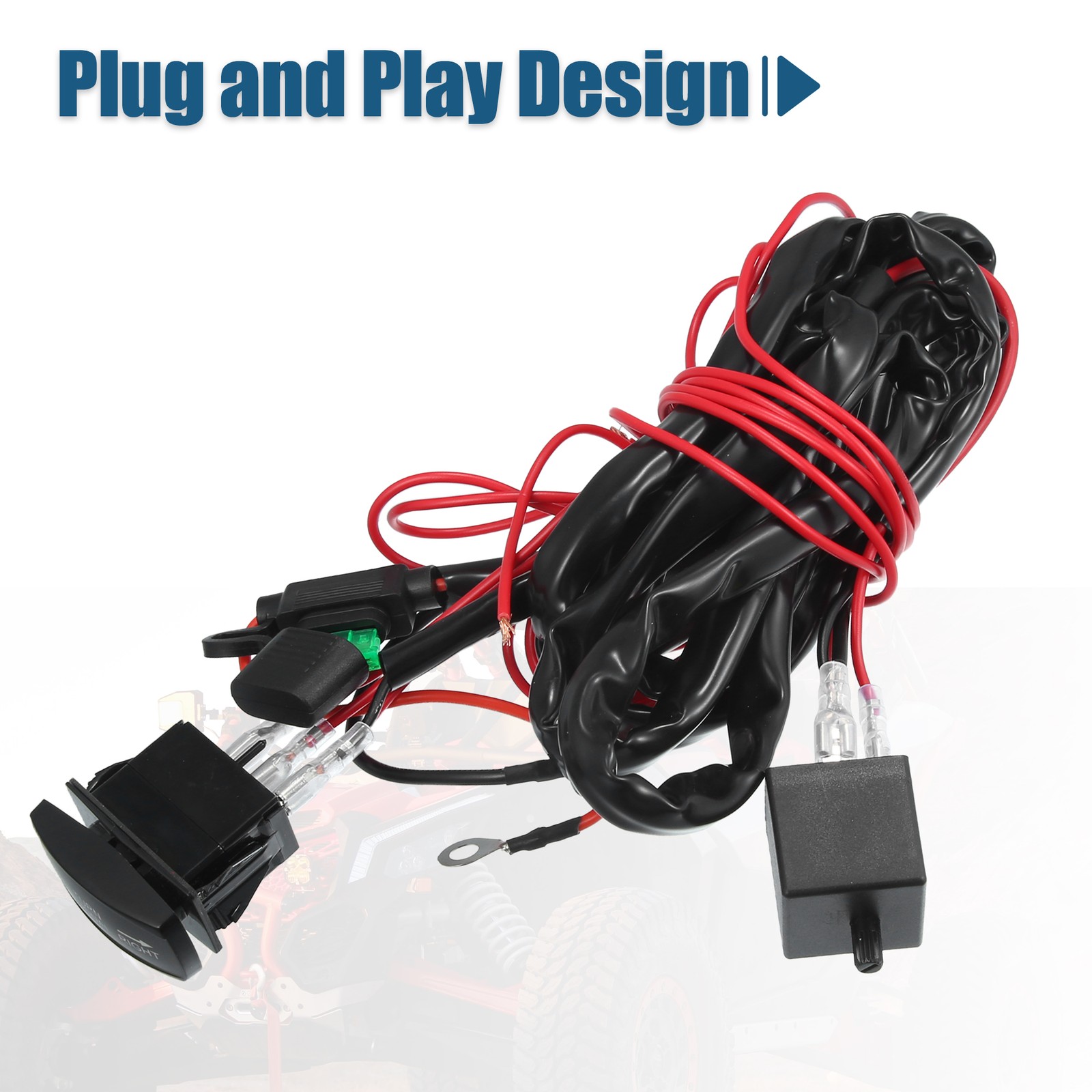 Universal ATV UTV Turn Signal Switch Pack of 1 w/ LED Light Relay Extension Cord